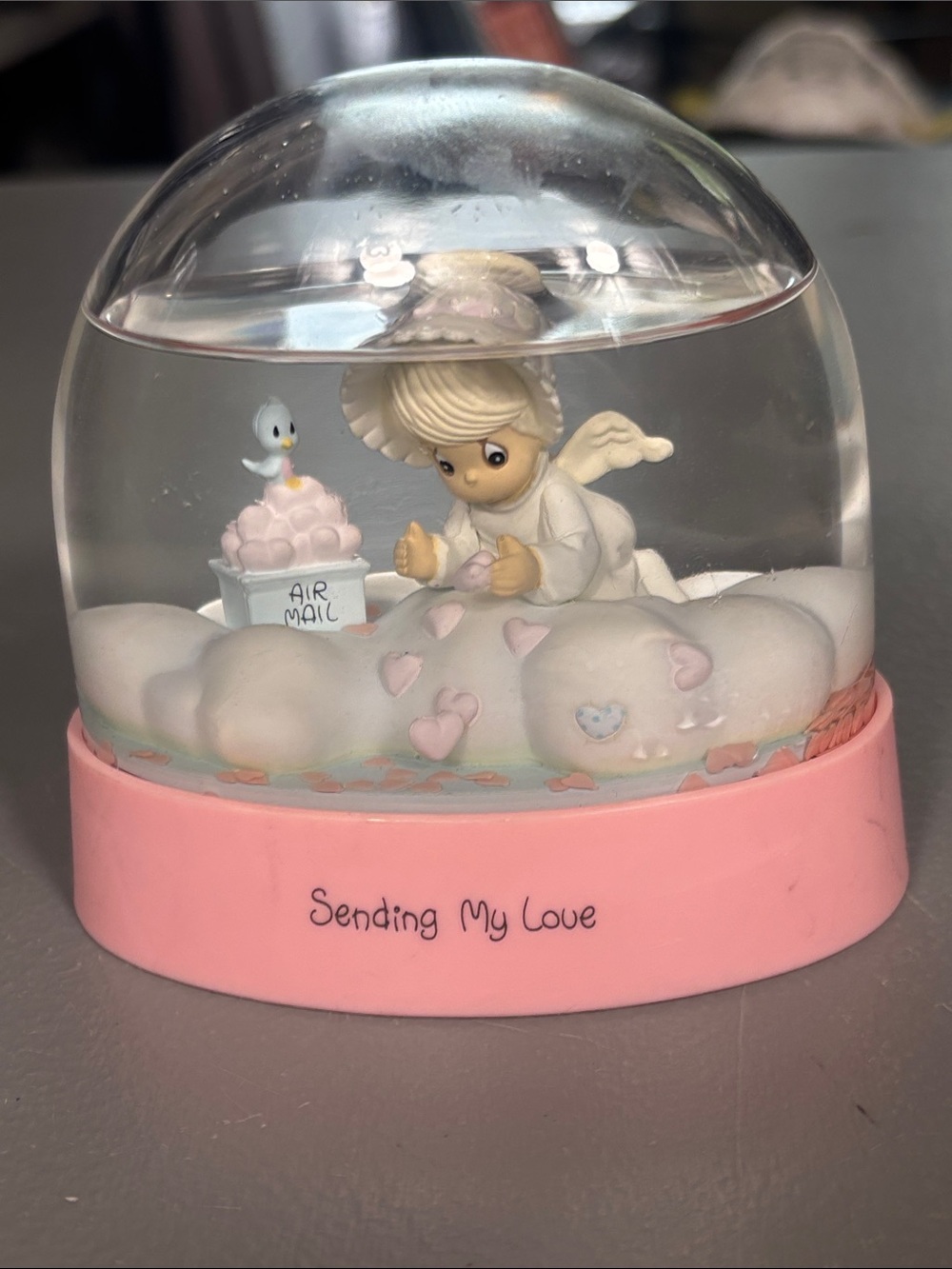 Vintage 1998 Precious Moments Sending My Love Angel Snow Globe Enesco